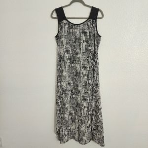 Blue Myth long black & white 100% sheer Polyester dress, size M